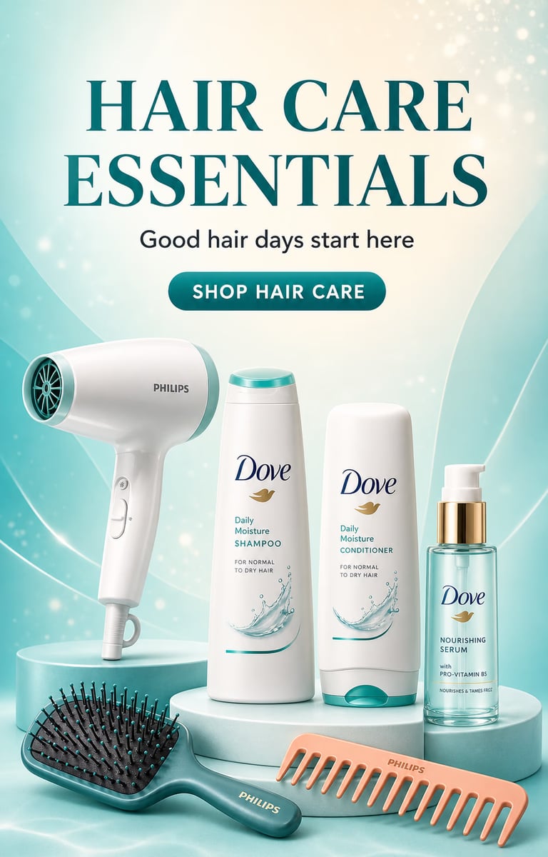Dove and Philips hair care essentials